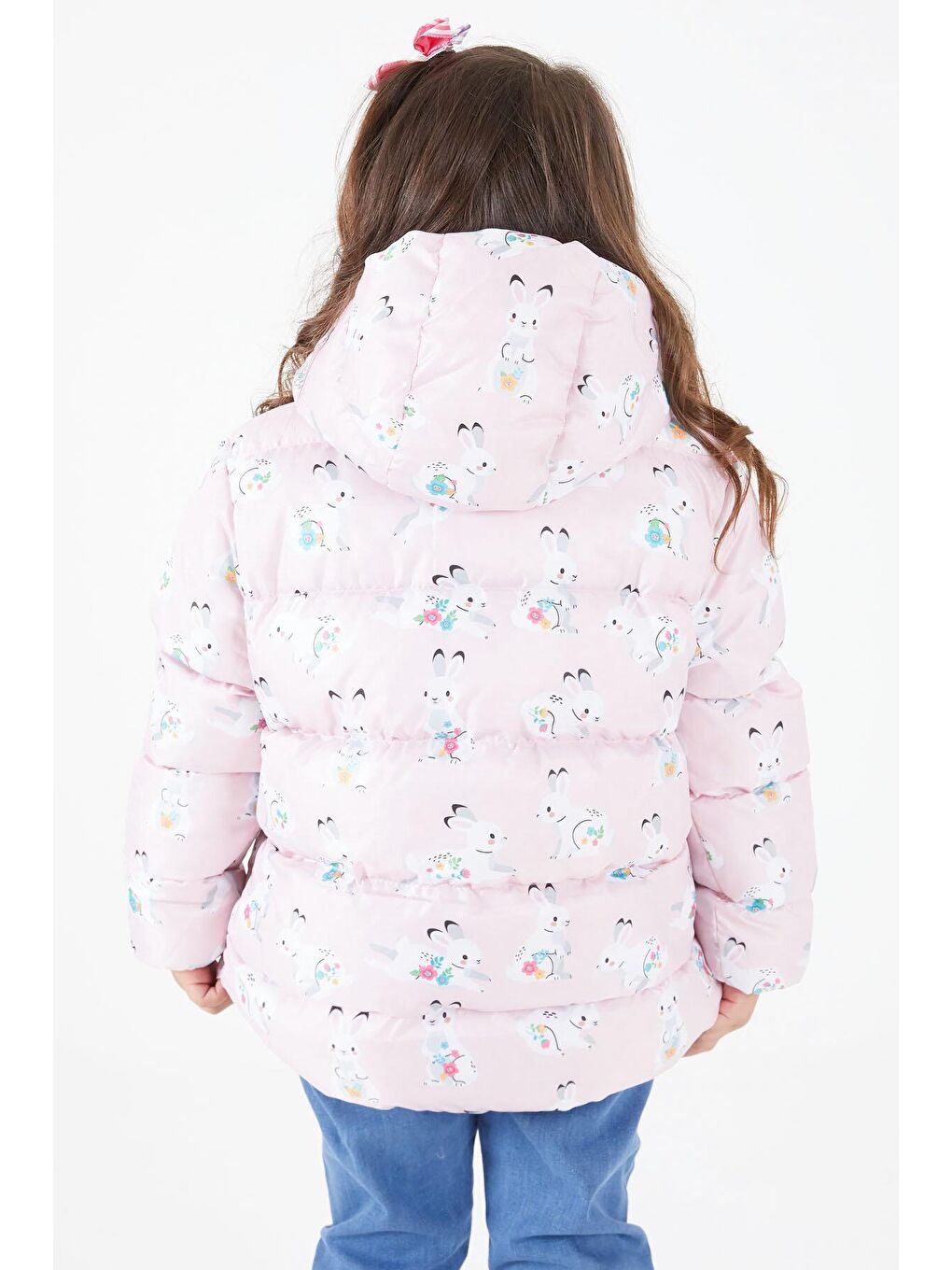 Beyaz Kız Çocuk Mont Karakter Baskılı Pudra 15610-4