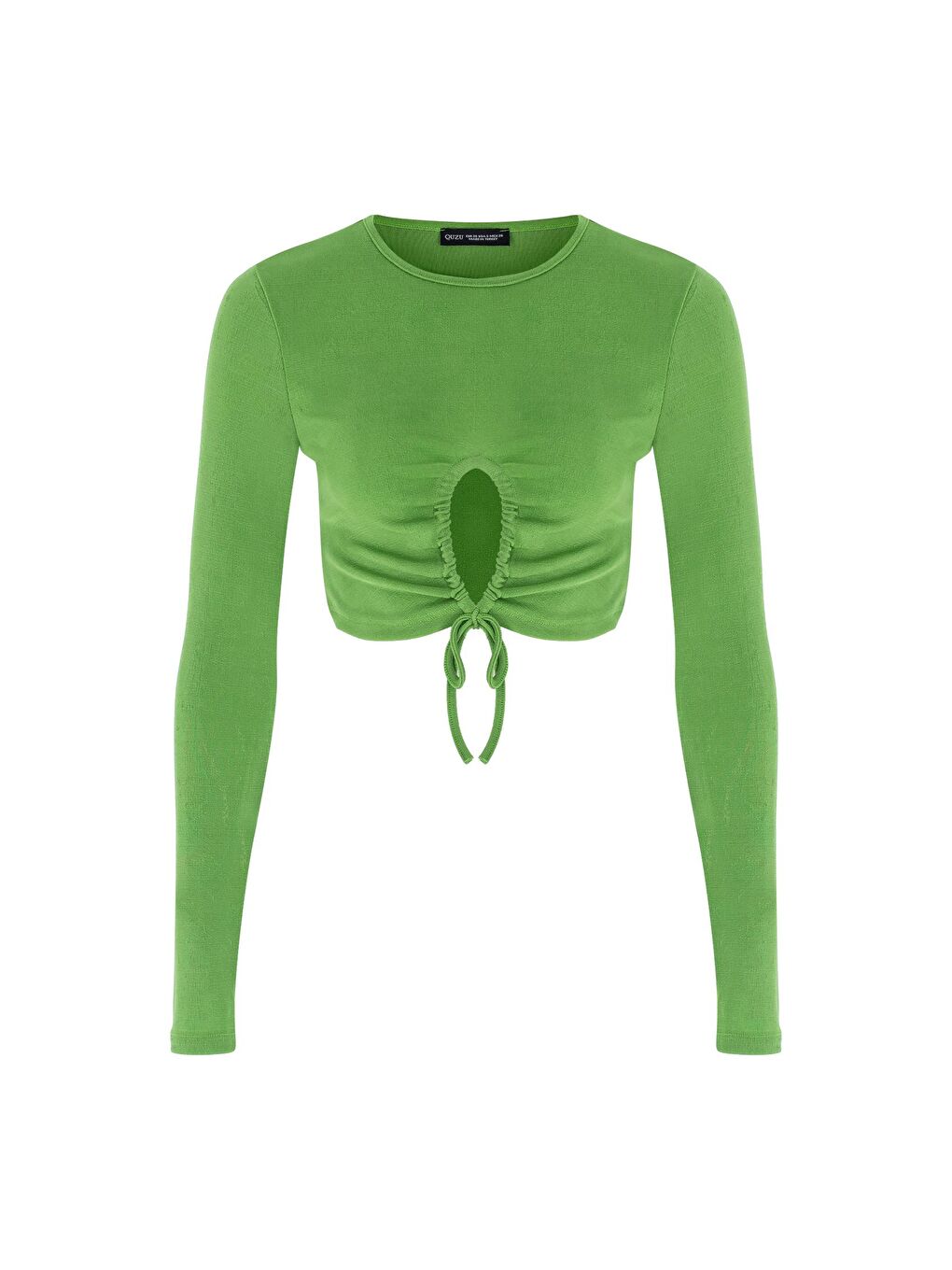 Dekolte Detaylı Crop Bluz Yeşil-1