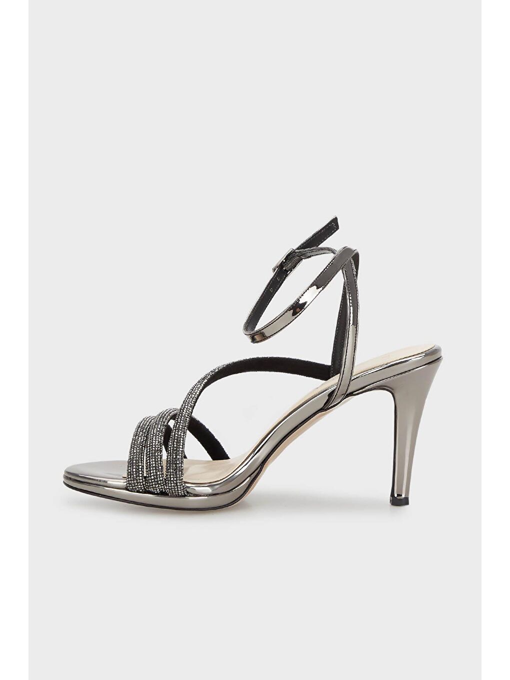 Gri Taşlı Topuklu Abiye Kadın Ayakkabı 3475871733-1