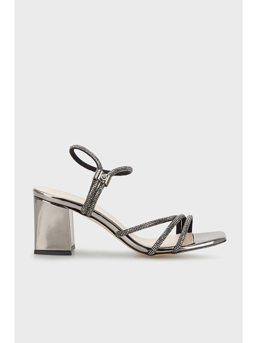 Gri Taşlı Tokalı Topuklu Abiye Kadın Ayakkabı 347ELLA1705