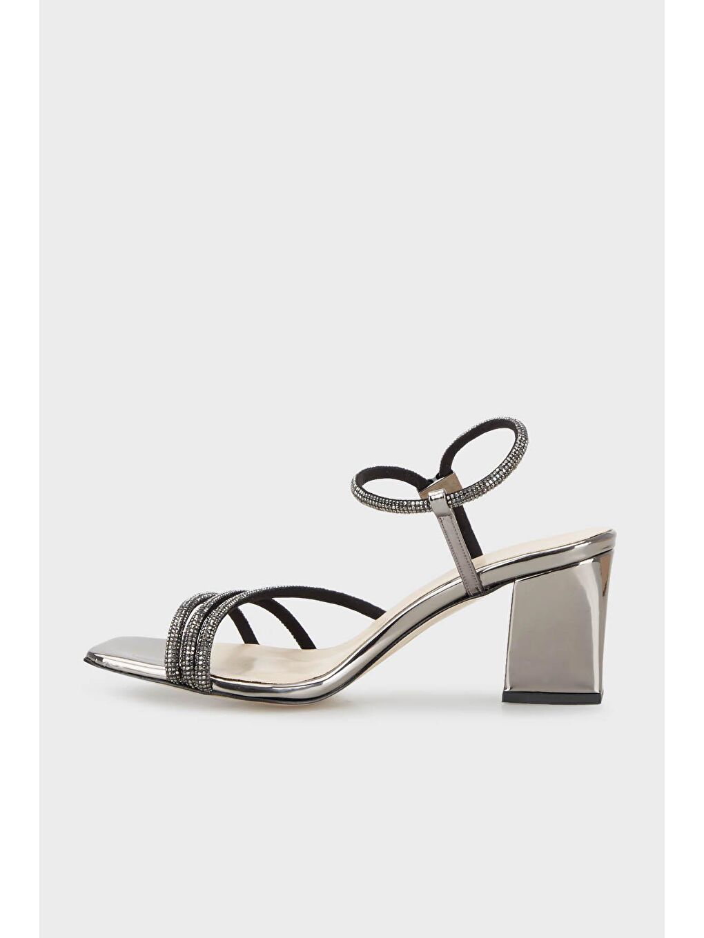 Gri Taşlı Tokalı Topuklu Abiye Kadın Ayakkabı 347ELLA1705-1