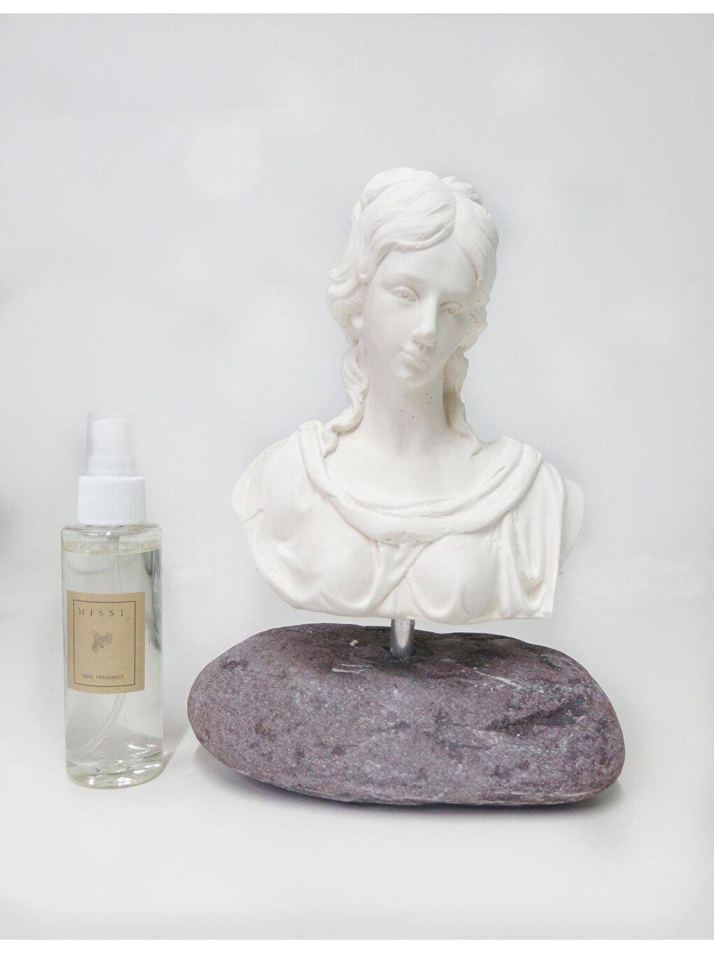 Ekru Mermer Kaideli Yasemin Sandal Kokulu Dekoratif Ophelia Büst/Heykel