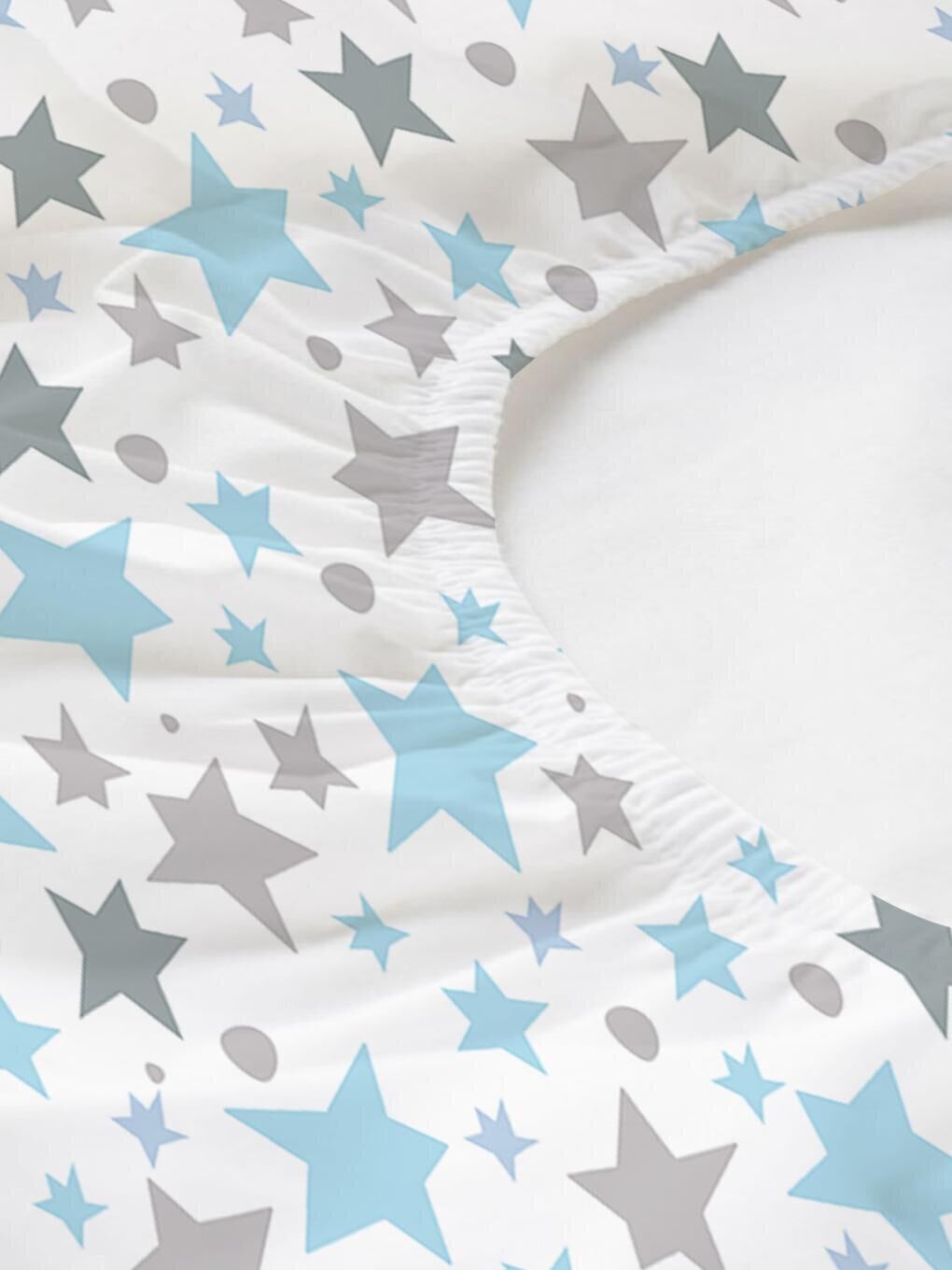 Karışık Yıldız Desen Baskılı Bebek Boy Lastikli Çarşaf Seti 60x120 cm-2