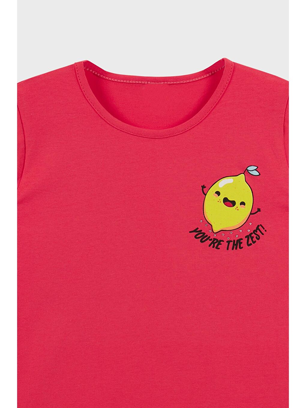 Kırmızı Baskılı V Yaka % 100 Pamuk T Shirt 5922614-2