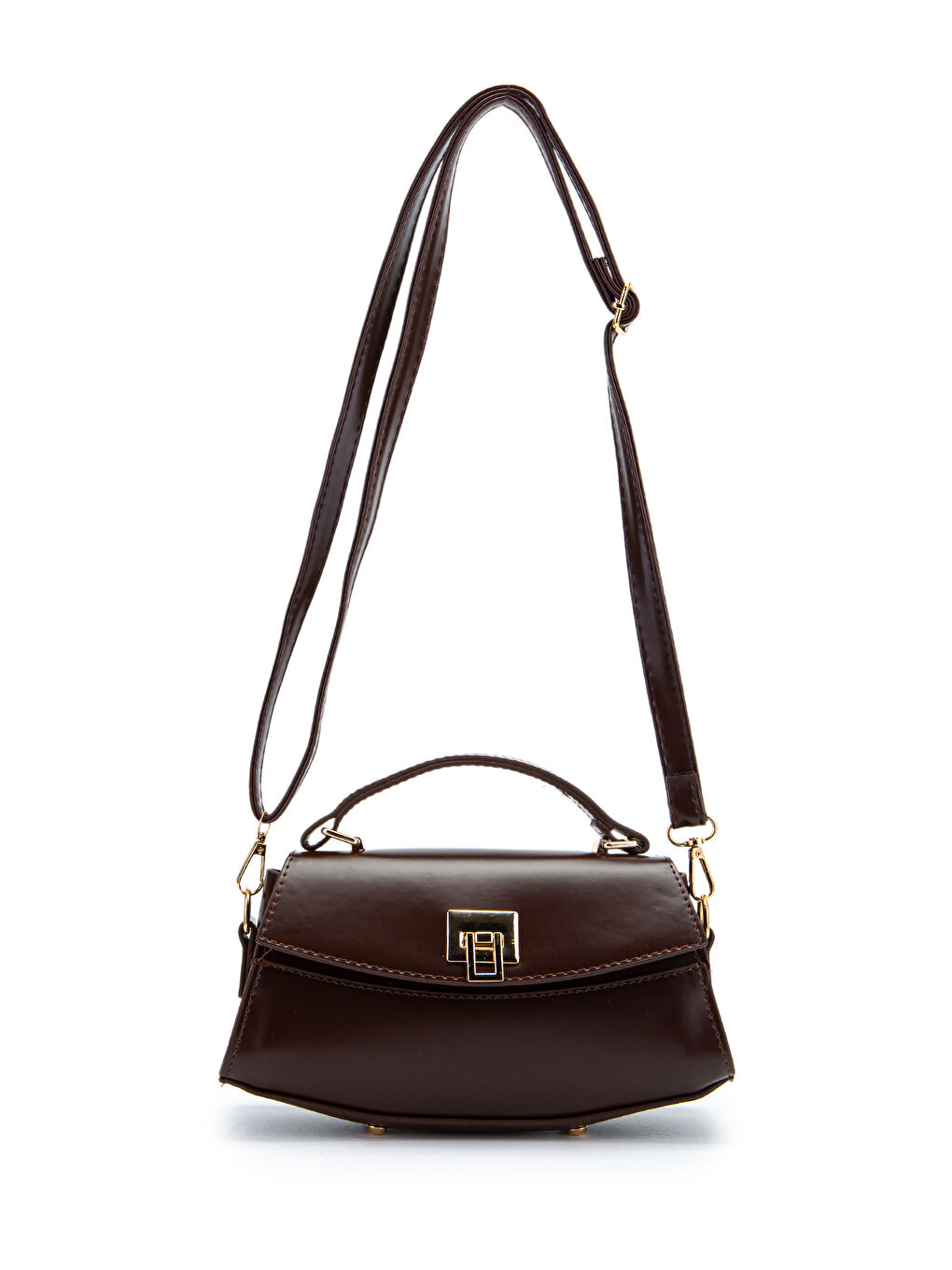 Kilit Detaylı Luvia Kadın Çapraz Çanta Kahverengi-5