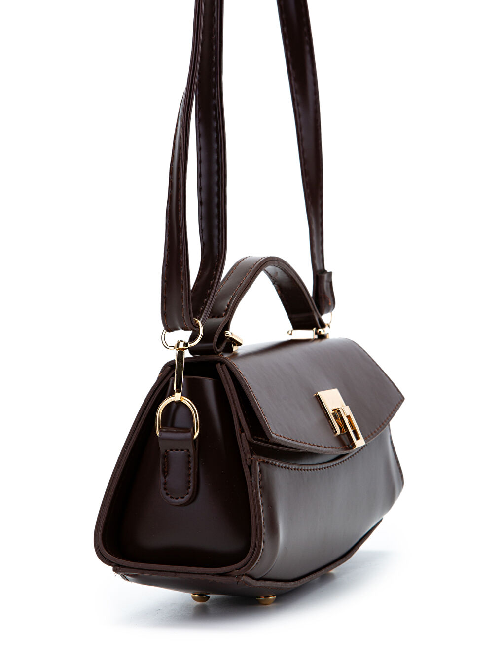 Kilit Detaylı Luvia Kadın Çapraz Çanta Kahverengi-4