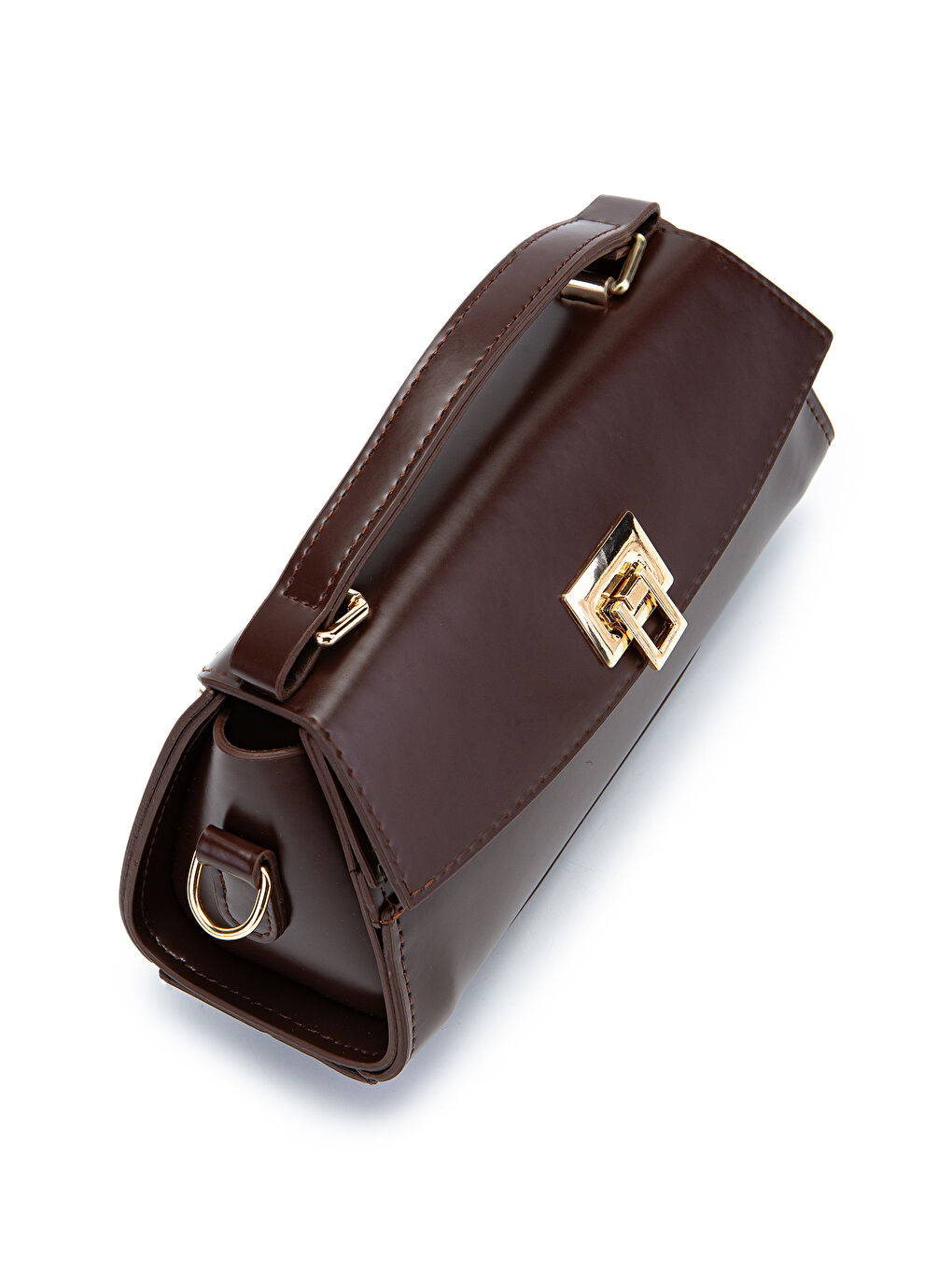 Kilit Detaylı Luvia Kadın Çapraz Çanta Kahverengi-1