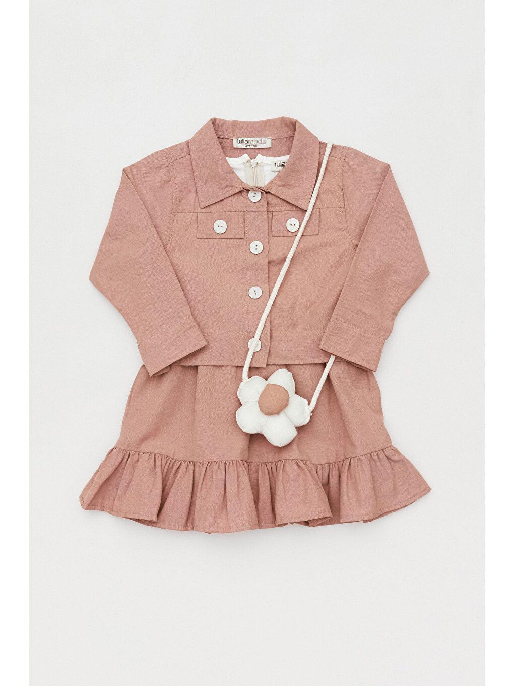 Sarı Aksesuar  Detaylı  Kız  Çocuk Takım Elbise