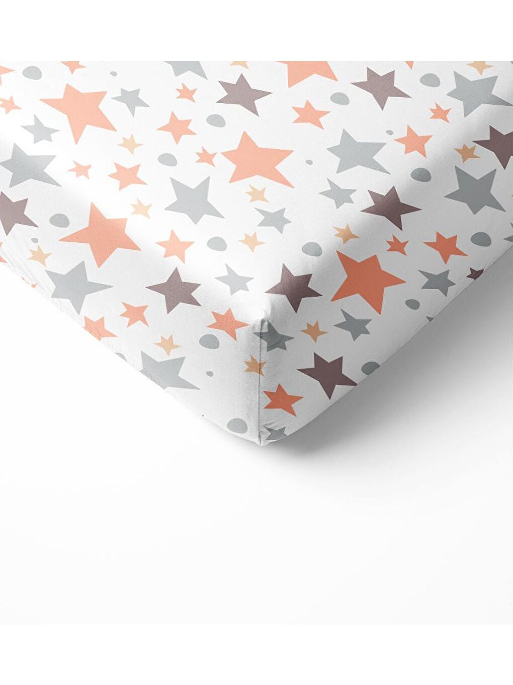 Karışık Yıldız Desen Baskılı Bebek Boy Lastikli Çarşaf Seti 60x120 cm-1