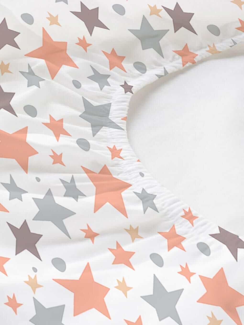 Karışık Yıldız Desen Baskılı Bebek Boy Lastikli Çarşaf Seti 60x120 cm-2