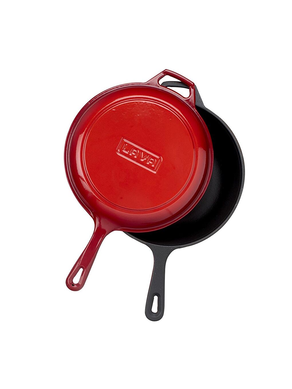 Kırmızı Combo Derin Yuvarlak Kızartma Tavası Döküm Demir Yekpare Saplı Çap(Ø)26cm.-2