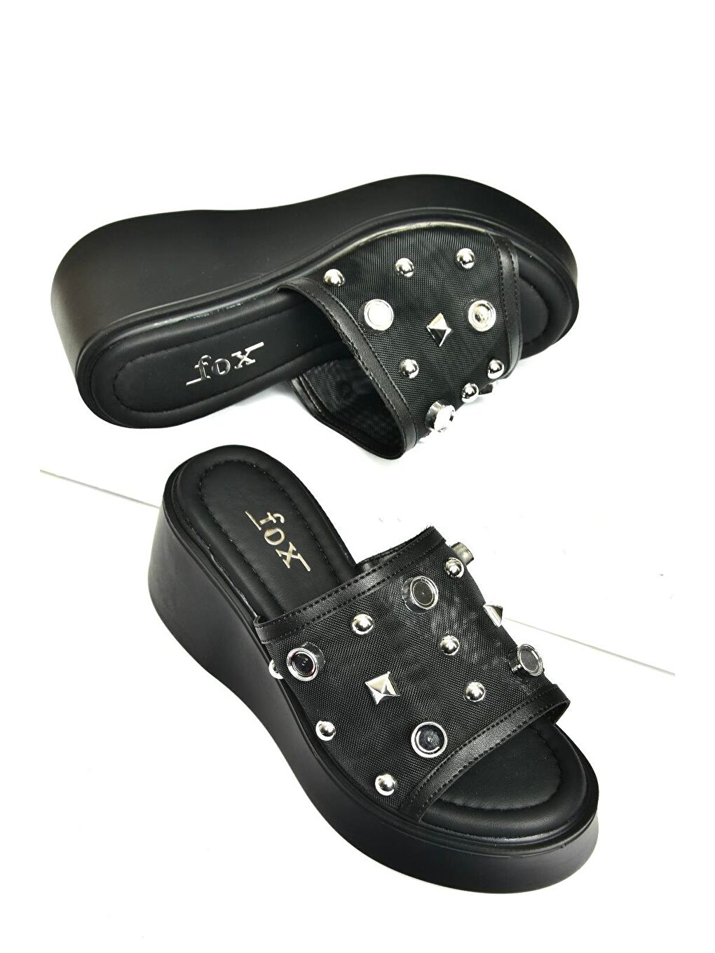 U973622009 Siyah Kalın Tabanlı Kadın Terlik-1