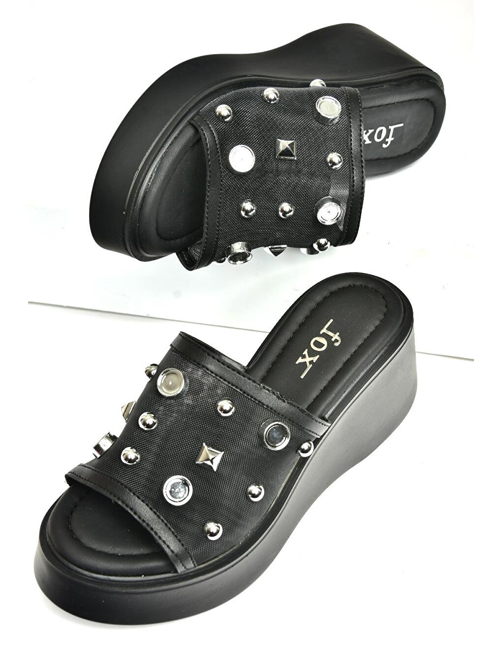 U973622009 Siyah Kalın Tabanlı Kadın Terlik-4