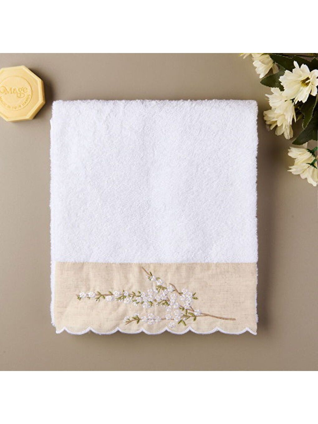 Soft Lina Yüz Havlusu - Ekru - 50x90 cm