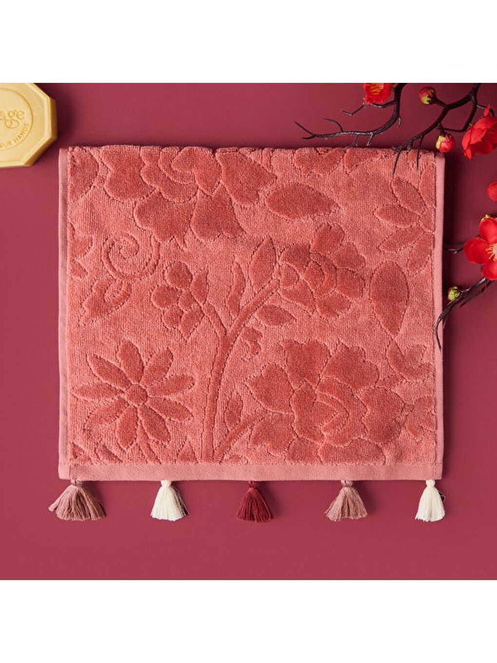 Pembe Soft Granny Summer Flos El Havlusu - Gülkurusu - 30x50 cm