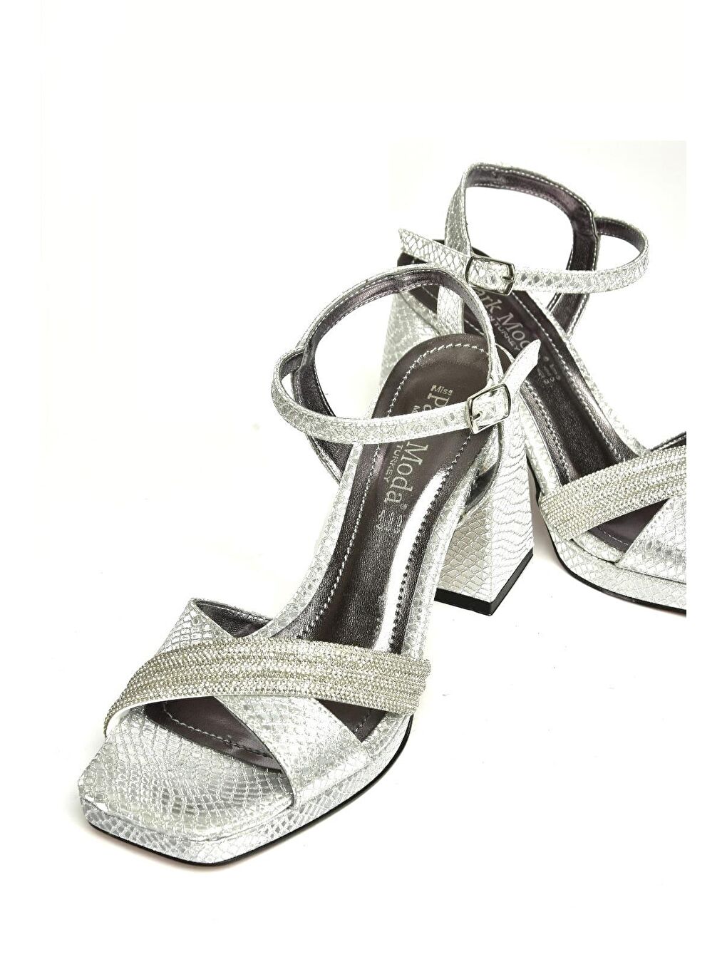 Gri U8200098 Gümüş Kadın Topuklu Ayakkabı-1