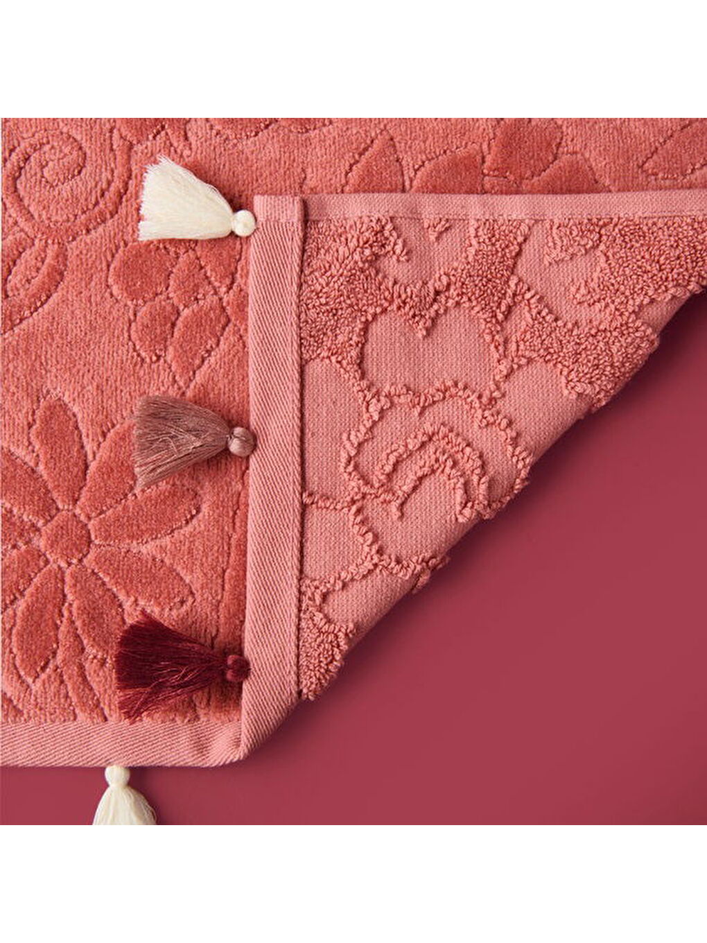 Pembe Soft Granny Summer Flos El Havlusu - Gülkurusu - 30x50 cm-6