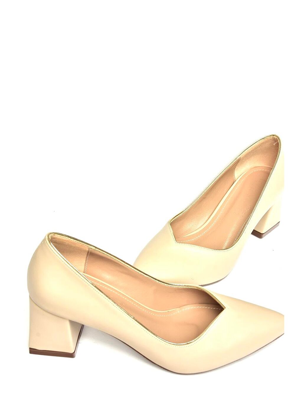 U8206211 Bej Kadın Topuklu Ayakkabı-1