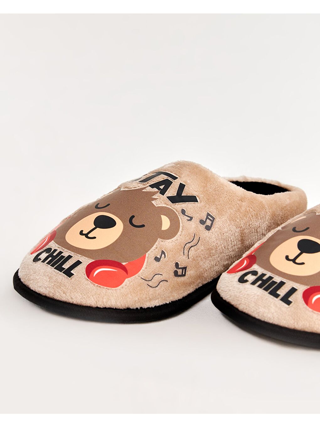 Ekru ZİPPO-K- Ayı Figürlü Krem Erkek Ev Terliği-1