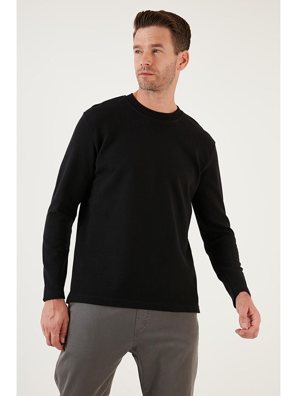 Buratti Siyah % 100 Pamuk Bisiklet Yaka Regular Fit Erkek Sweatshirt 5905406 - 2