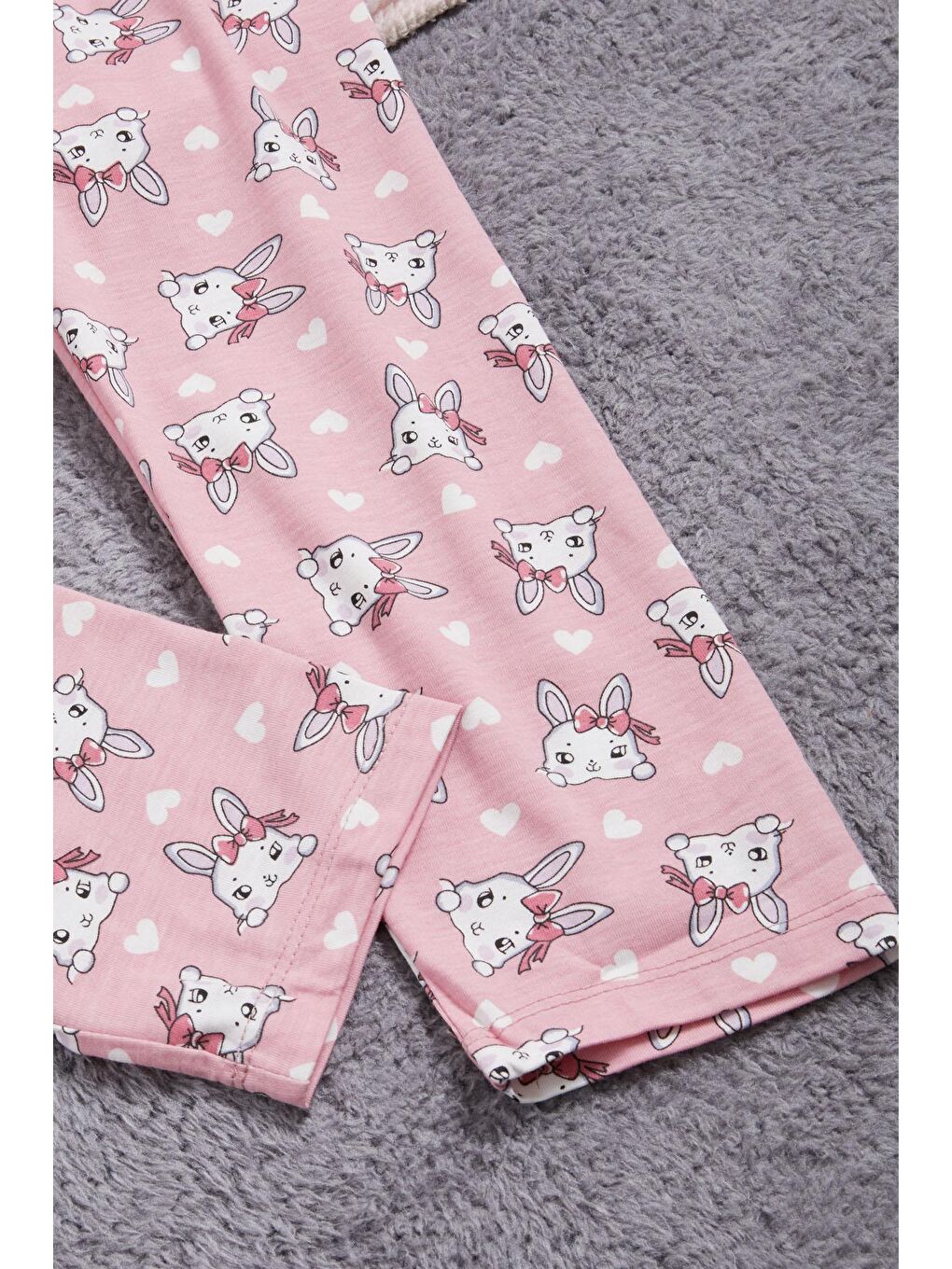 Pijakids Pembe Kalpli Tavşan Baskılı Kız Çocuk Pijama Takımı 16339 - 2