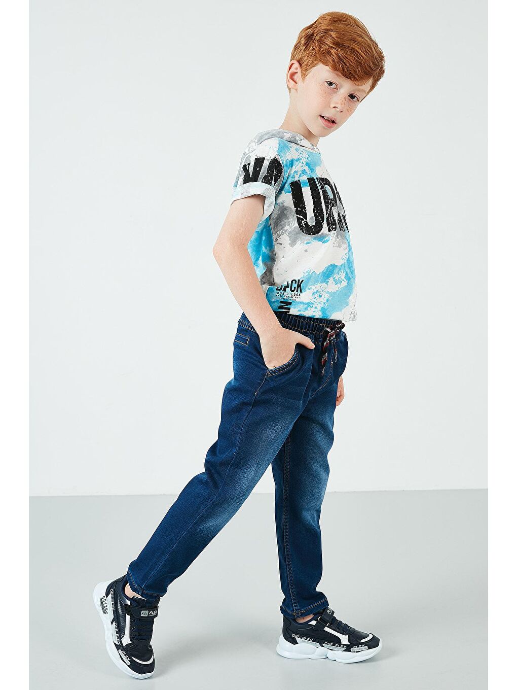 Mavi Belden Bağlamalı Cepli Pamuklu Pantolon 6082021