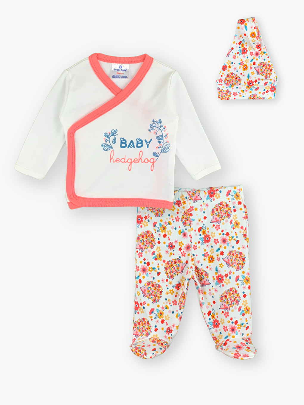 Ekru Zarf Yaka Uzun Kollu Kız Bebek 3’lü Takım