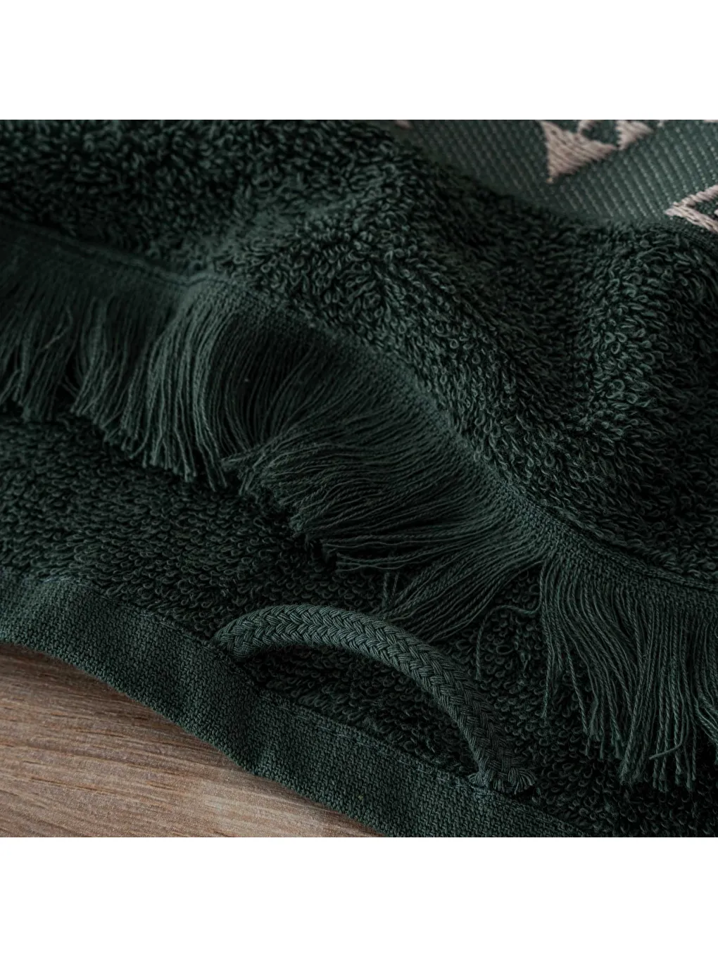 Hereke 3'lü Havlu Seti %100 Pamuk Jakarlı Yeşil-3