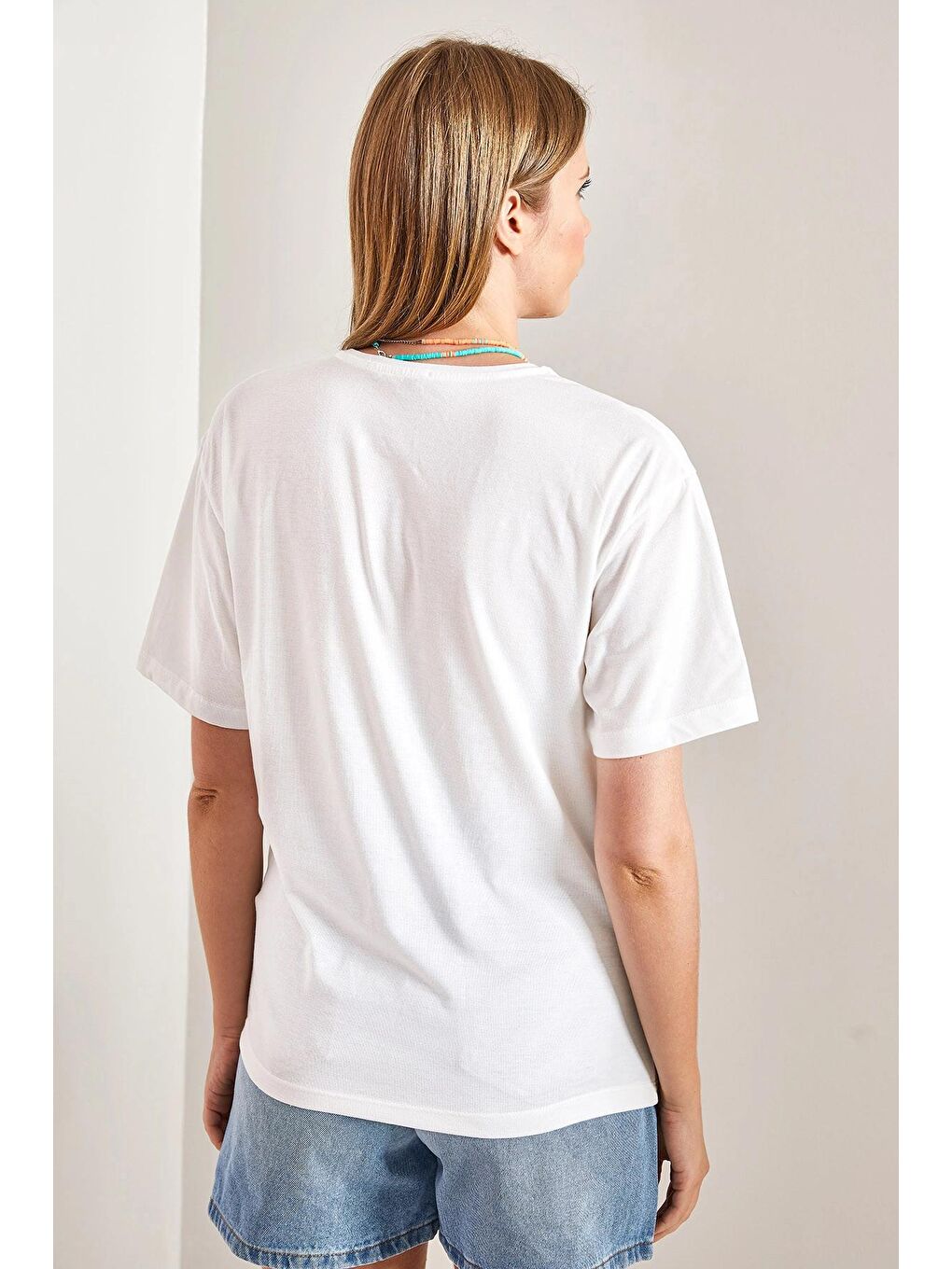 Yeşil Kadın Yaprak Desenli Penye Tshirt-2