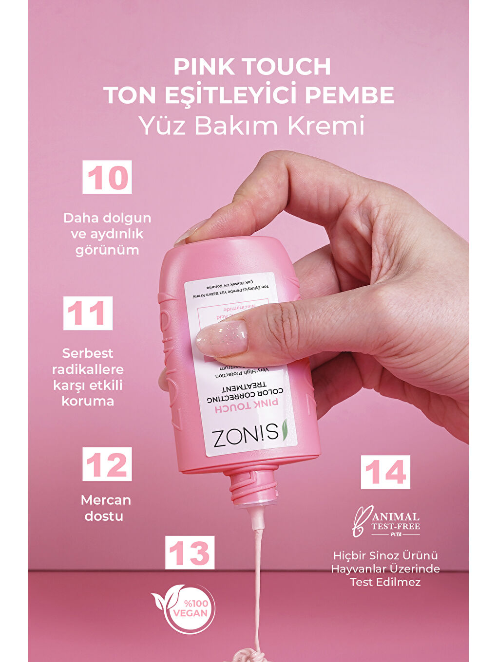 Sinoz Şeffaf Pink Touch Açık Tenlilere Özel Ton Eşitleyici Pembe Yüz Bakım Kremi 50 ml - 3