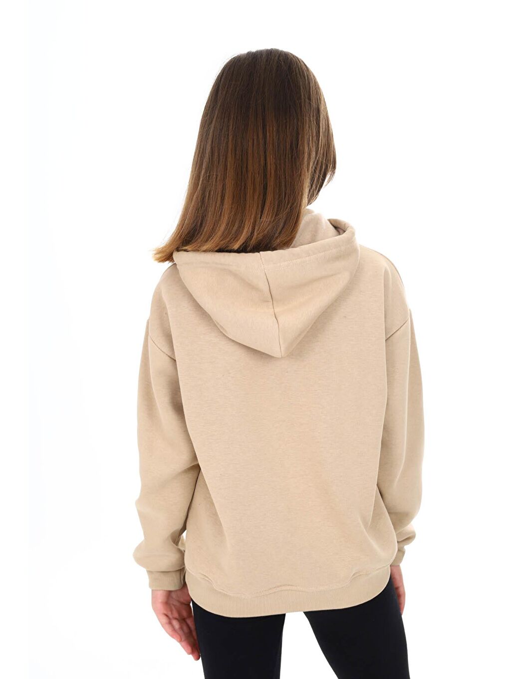 Ekru Krem Pengai Yazı Baskı Polarlı Kız Çocuk Sweatshirt 16462-3