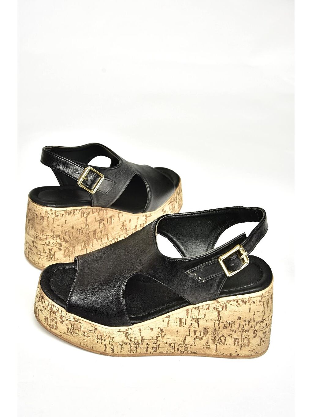 U9967550 Siyah Kadın Dolgu Topuklu Ayakkabı-2