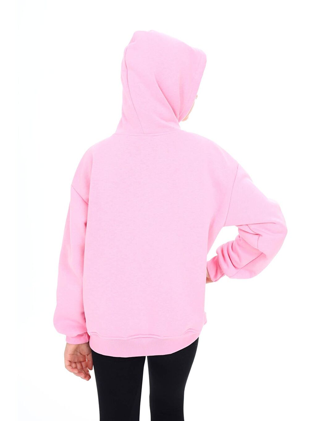 Pembe Pengai Yazı Baskı Polarlı Kız Çocuk Sweatshirt 16464-4