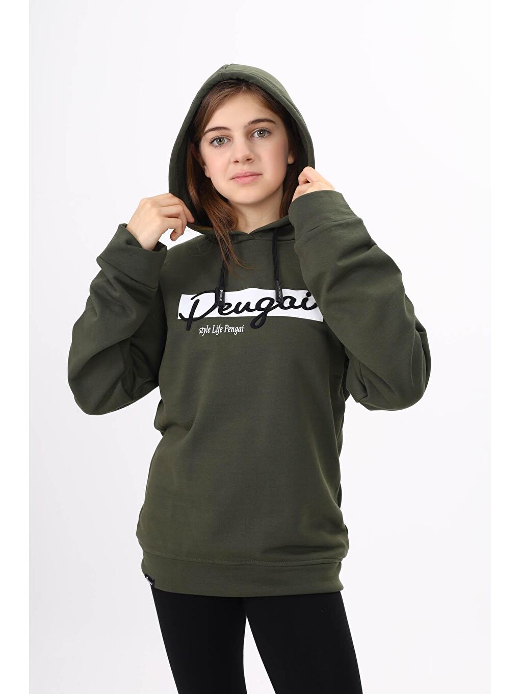 Pengai Haki Yazı Nakışlı Kapüşonlu Kız Çocuk Sweatshirt 16441 - 4