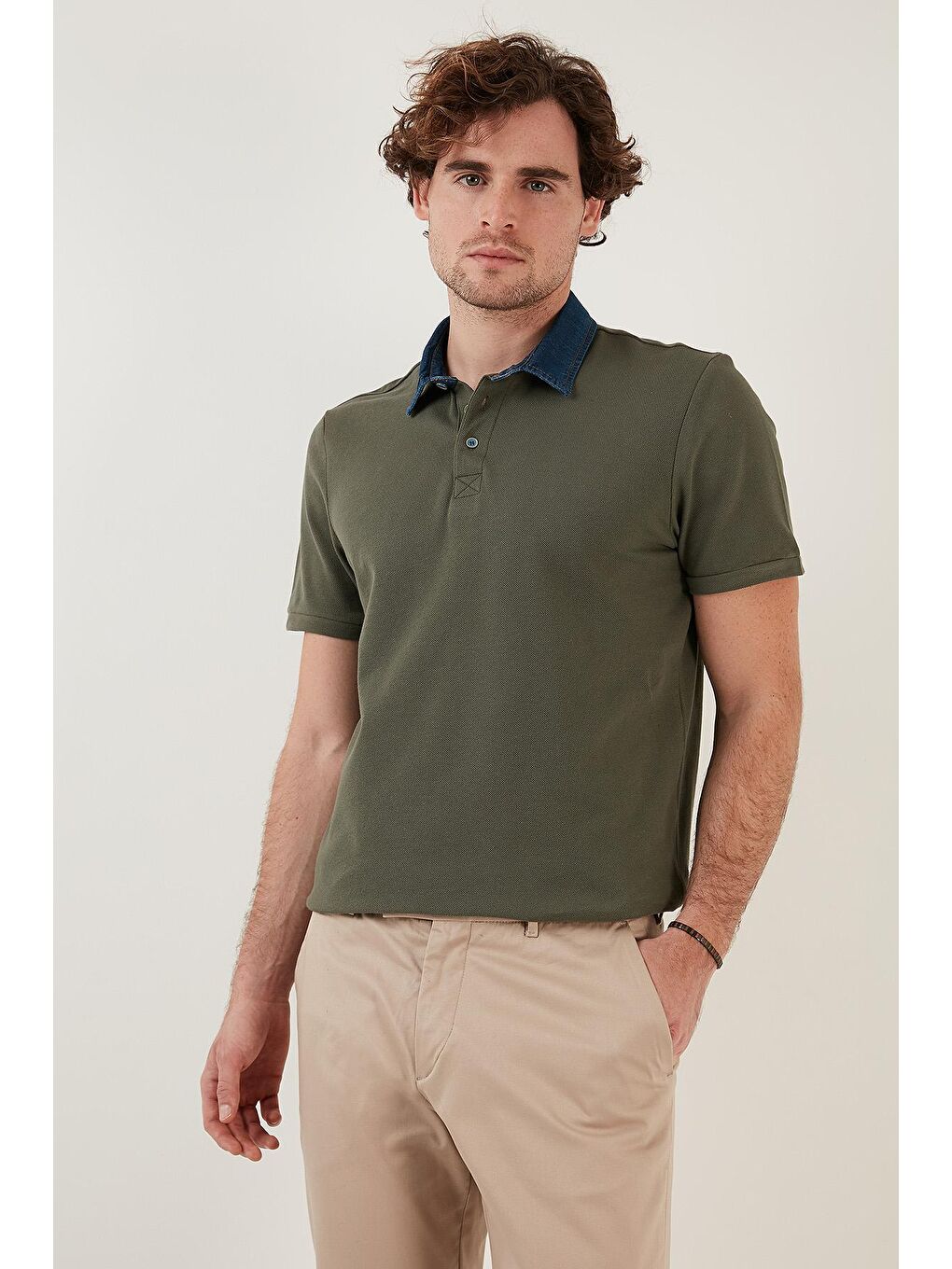 Buratti Haki % 100 Pamuk Polo T Shirt 5902134 - 1