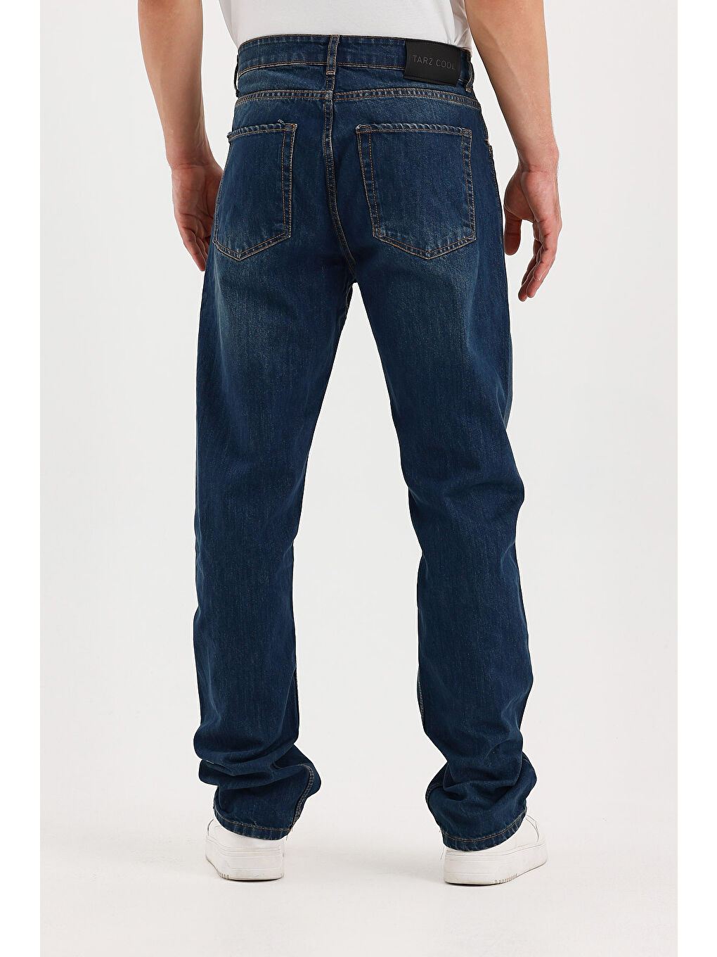 Lacivert Erkek Düz Süper Baggy Paça Uzun Jean Pantolon-3