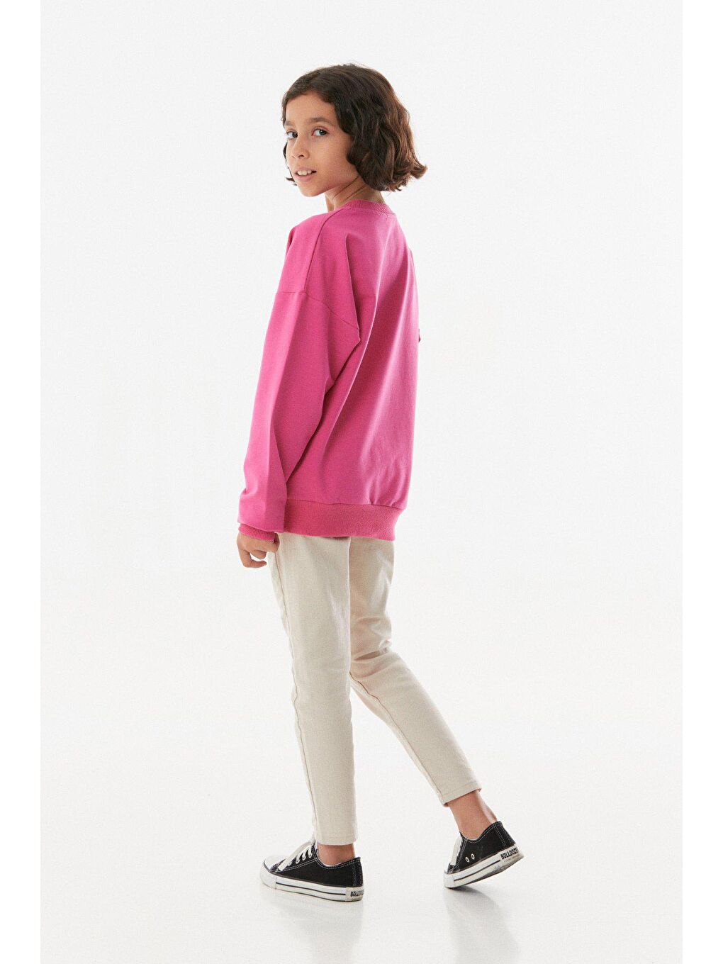 Fuşya Zebra Baskılı Kız Çocuk Sweatshirt-3
