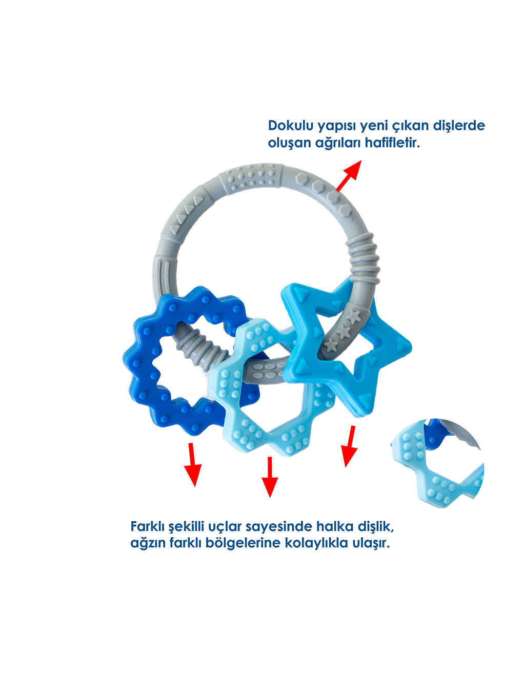 Babyjem Mavi Silikon Halka Dişlik Mavi - 1
