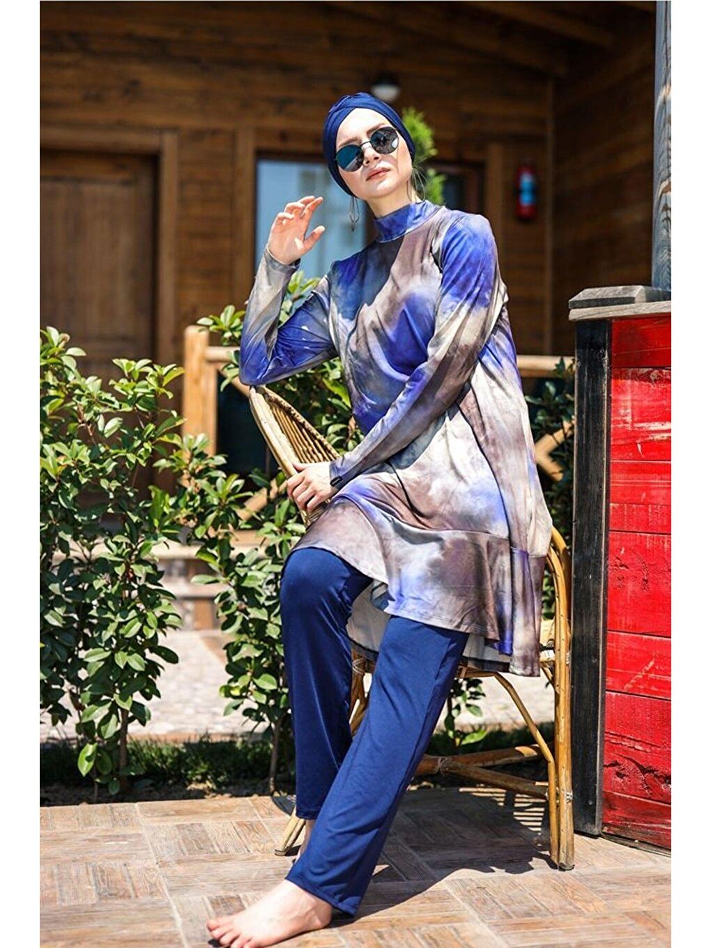 Marina Lacivert Tam Kapalı Tesettür Mayo M2022 - 1