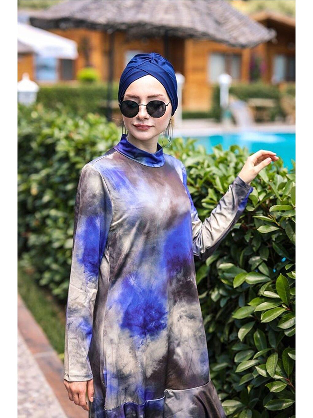 Marina Lacivert Tam Kapalı Tesettür Mayo M2022 - 2