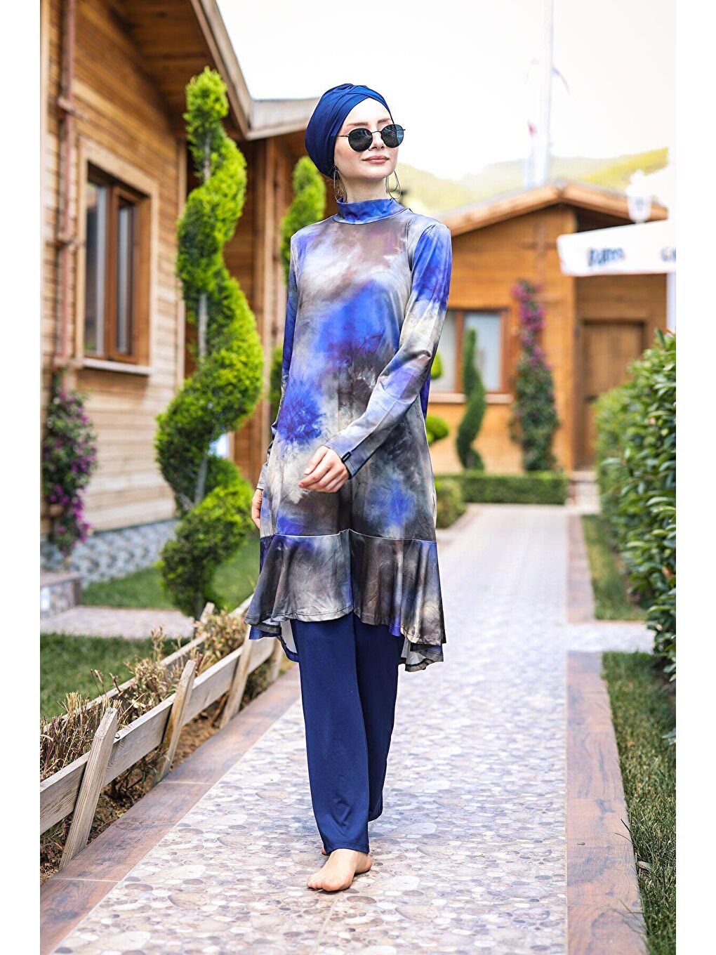 Marina Lacivert Tam Kapalı Tesettür Mayo M2022 - 4