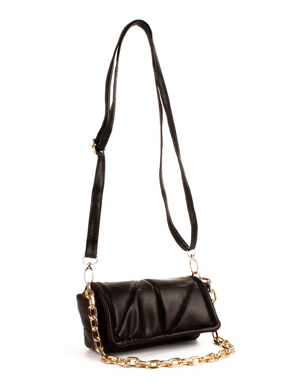 Siyah Kadın Mini Boy Çift Askılı Kol ve Omuz Çantası (10677)