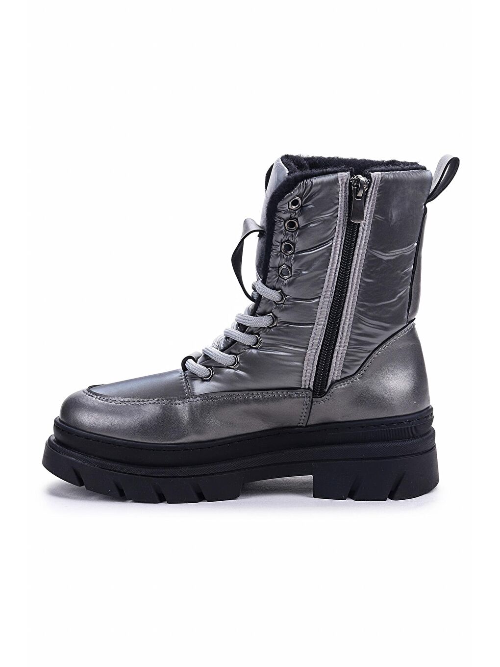 Bej Cilt Fermuarlı Termo Taban Kadın Günlük Bot Ayakkabı Fls 09-014-4