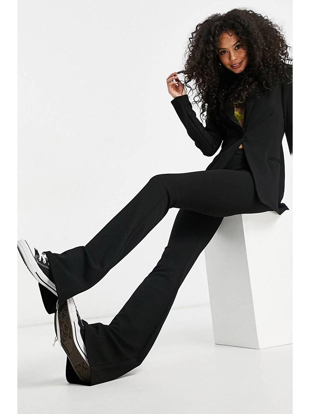 Siyah Dalgıç Kumaş İspanyol Paça Tayt 2KXK5-45459-02