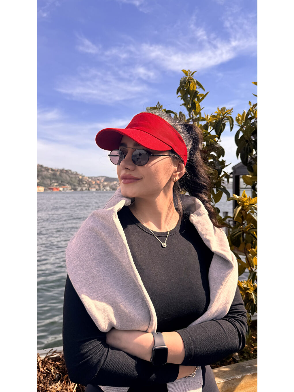 Kadın Vizör - Tenisçi - Golf / Siperlik Kırmızı Şapka Spk13-1