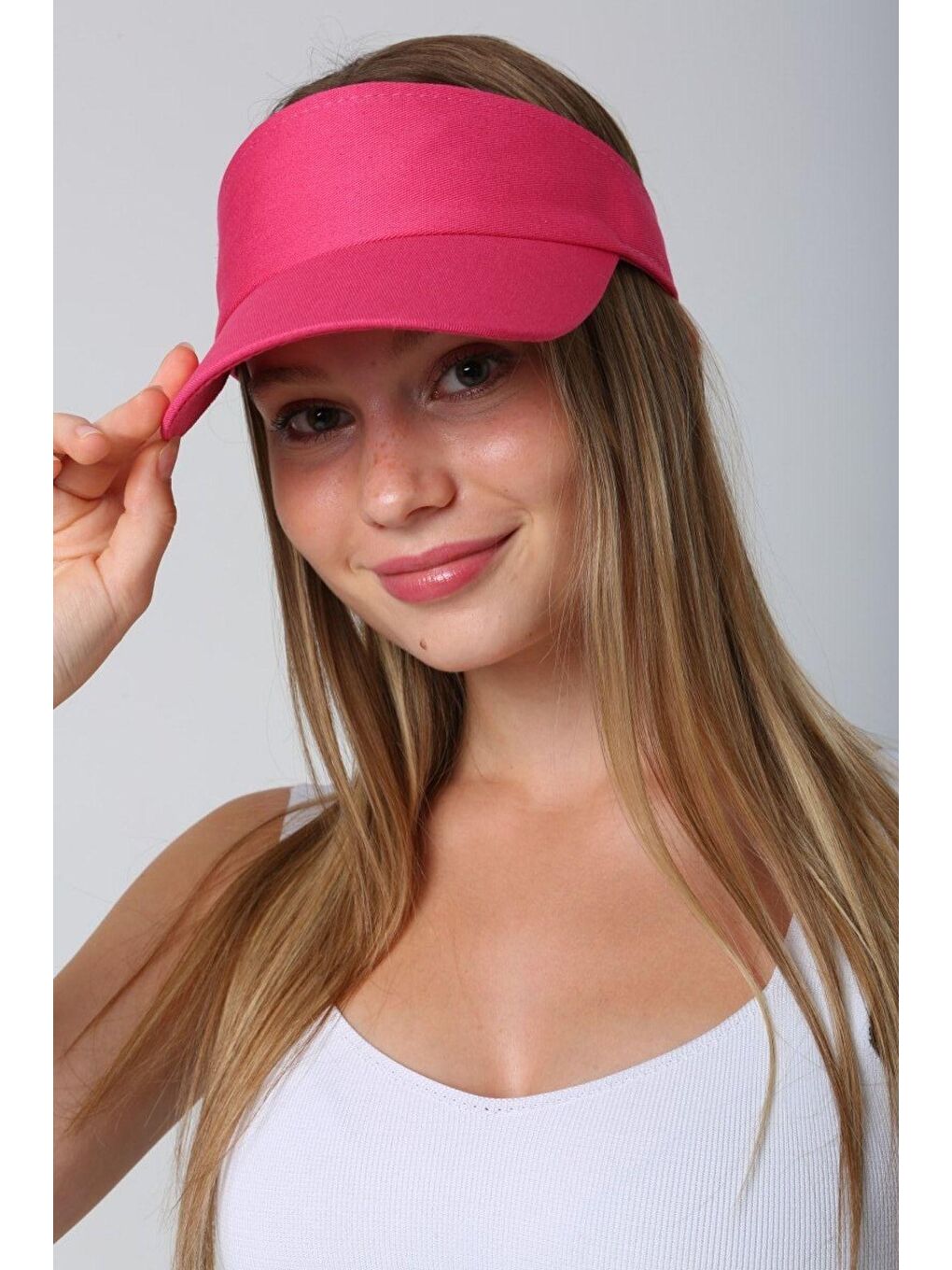 Kadın Vizör - Tenisçi - Golf / Siperlik Fuşya Şapka Spk13-1