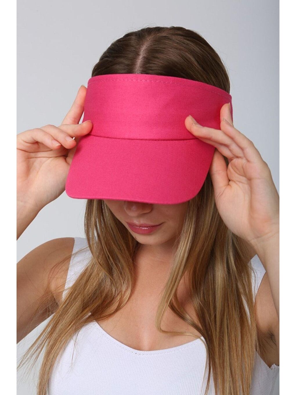 Kadın Vizör - Tenisçi - Golf / Siperlik Fuşya Şapka Spk13-2