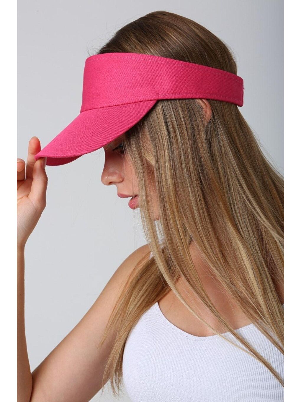 Kadın Vizör - Tenisçi - Golf / Siperlik Fuşya Şapka Spk13-3