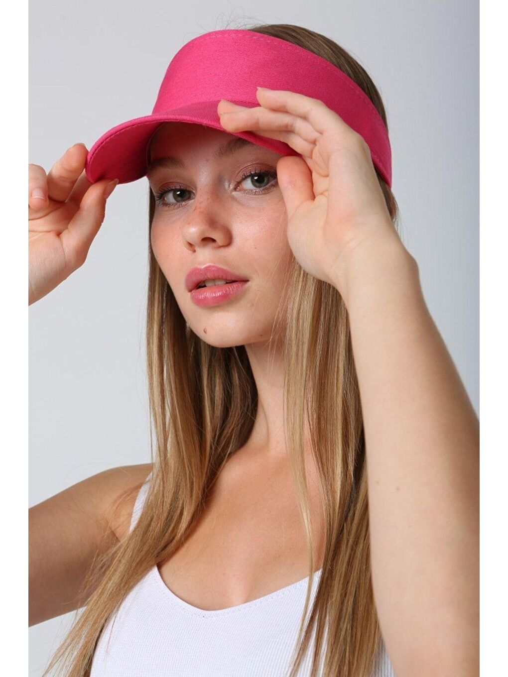 Kadın Vizör - Tenisçi - Golf / Siperlik Fuşya Şapka Spk13-5
