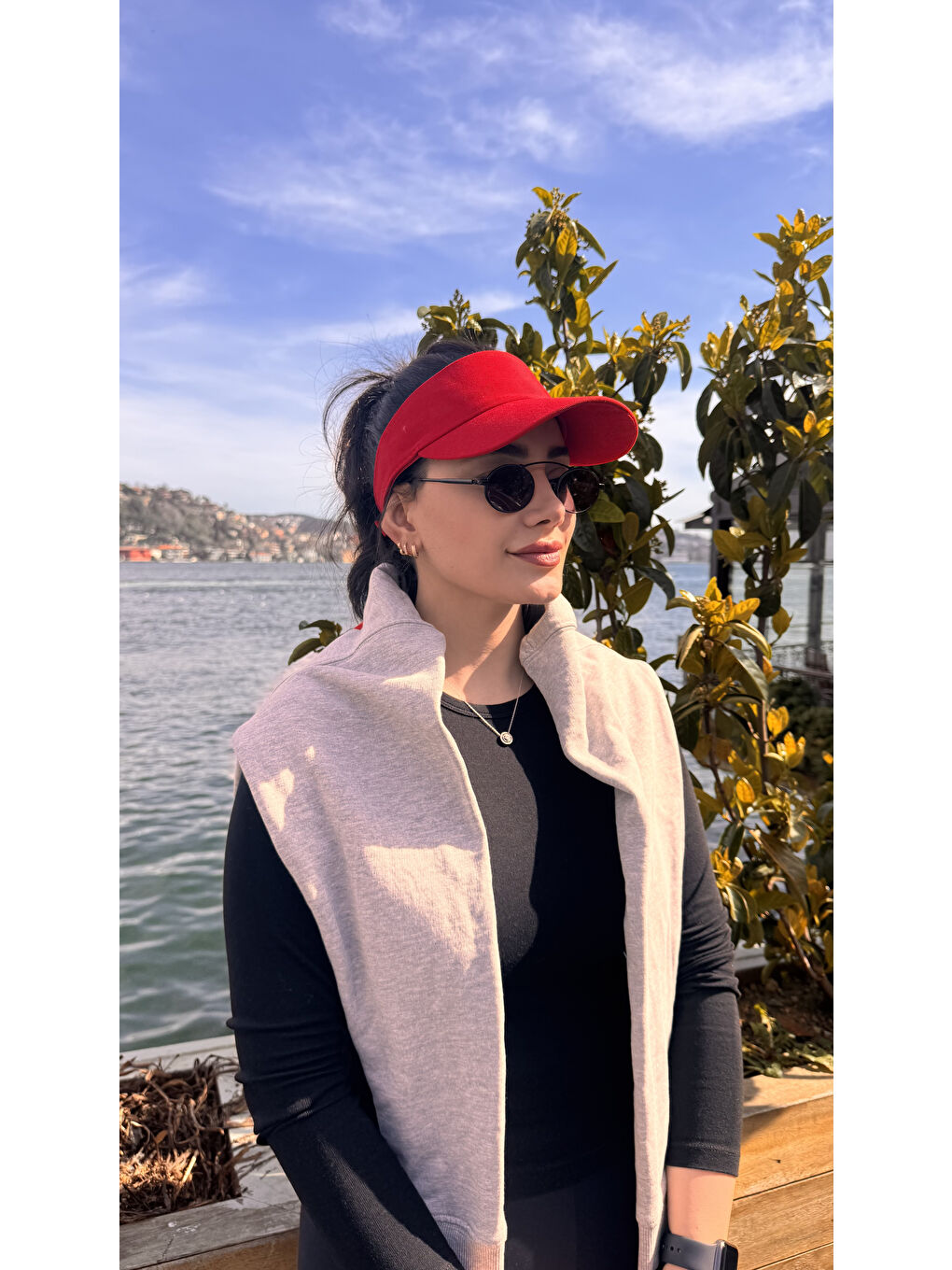 Kadın Vizör - Tenisçi - Golf / Siperlik Kırmızı Şapka Spk13-5